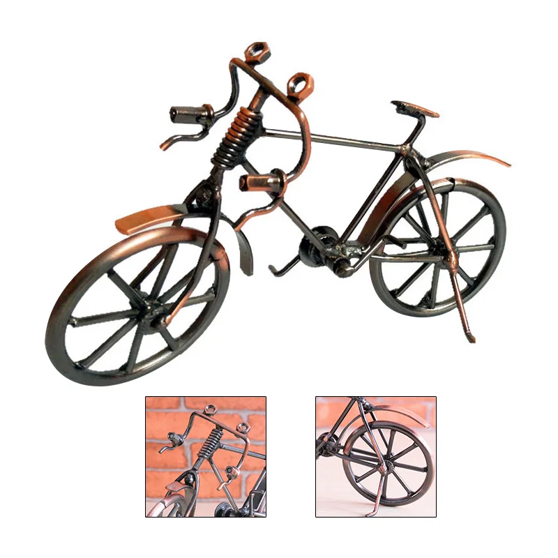 Украшение для дома, Ретро модель металлического велосипеда, фигурка велосипеда для друга, лучшие подарки для детей, подарок на день рождения, настольные поделки