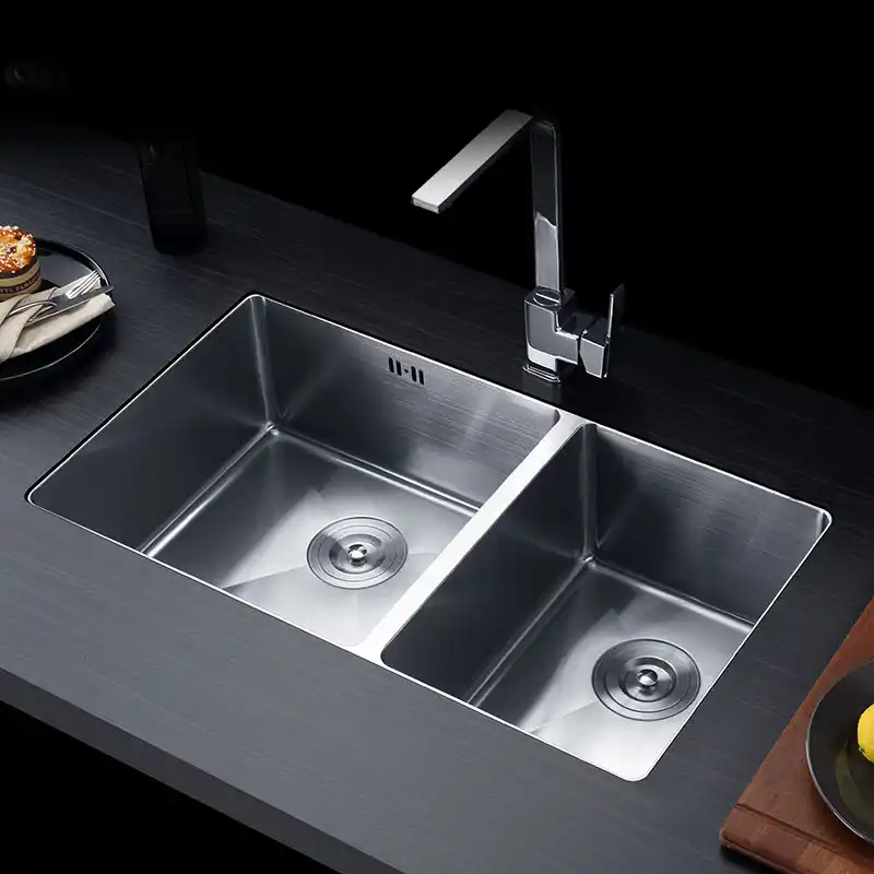 Handmade Kitchen Sink Stainless Steel Brushed Double Bowl Wire