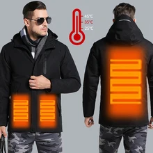 Мужская Зимняя Толстая хлопковая куртка с USB подогревом, водонепроницаемая ветровка с капюшоном, зимнее пальто для мужчин, Толстая Теплая мужская зимняя куртка, парка