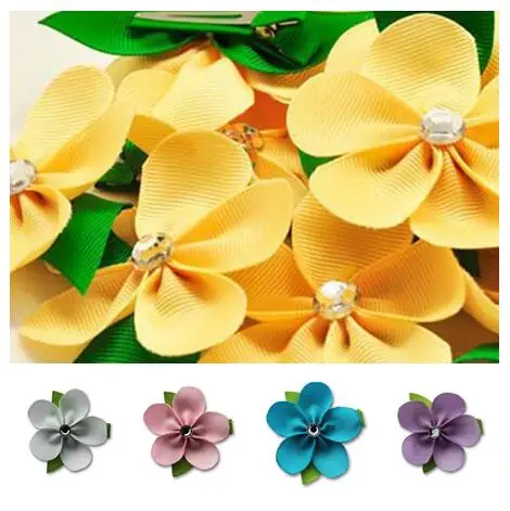 400pcs Five Petal Flower Hair Bow Clip Ribbon Flower Hair Bow Girl S Hair Barrette Barrett Bow Flatsbarrett Cosplay Aliexpress