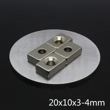 

20pcs 20 x 10 x 3 mm Hole 4mm N35 Super Strong Rare Earth Ring Block Neodymium Magnet Fridge Magnets Powerful magnetic magnets