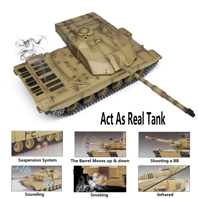 1/16 2,4G smoke British Challenger II can launch cannonball RC battle tank, полностью Металлическая Экипировка, уличная детская игрушка, Подарочный цвет