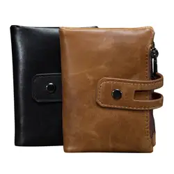 Кожаные короткие двойная молния кошелек портмоне большой ёмкость женские кошельки повседневное карман для монет держатель для карт сумка