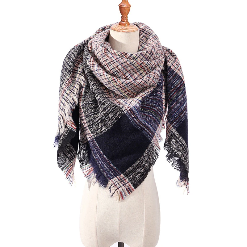 Дизайнерский бренд, Женский кашемировый шарф, треугольные зимние шарфы, пашмины, женские шали и палантины, вязаное одеяло, шейный платок в полоску