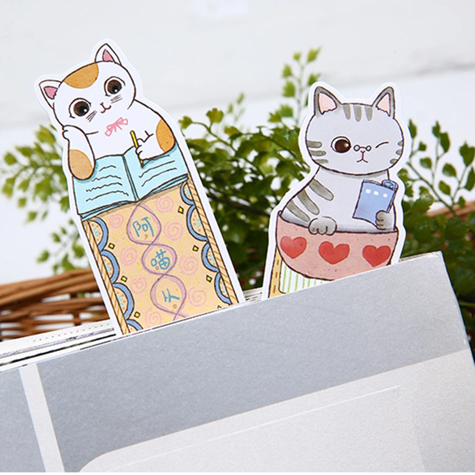 Модные продажи закладки papeleria 30 шт./упак. для Cat в книга закладки бумага животные рекламный подарок канцелярские плёнки