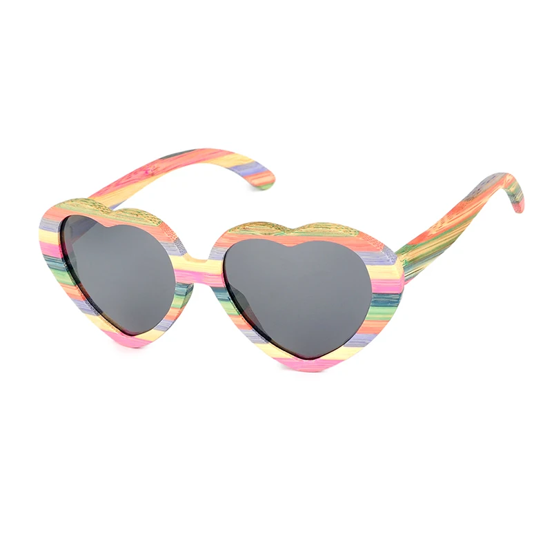 Heart Colorful Bamboo Wooden SUNGLASSES (5)
