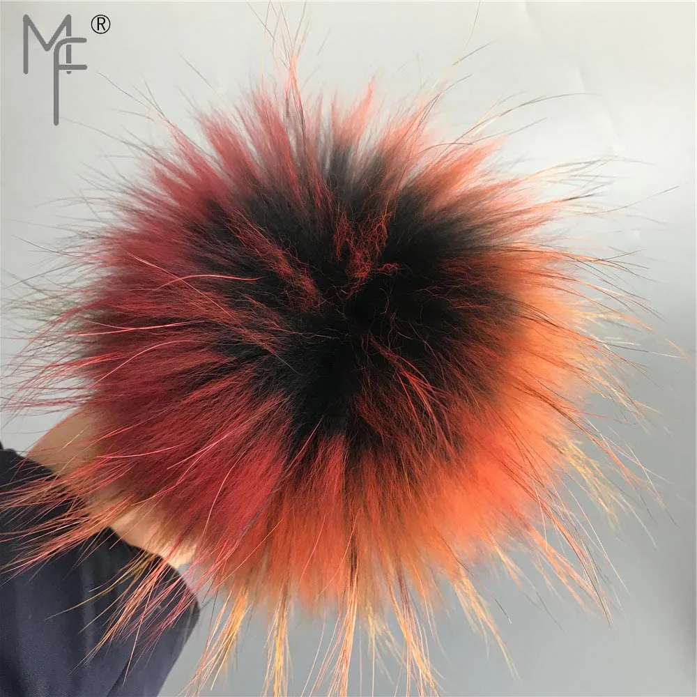 Magicfur-15 см мяч из натурального Меха Енота Помпон большой пушистый амулет сумка Шарм многоцветный мех брелок для телефона кулон