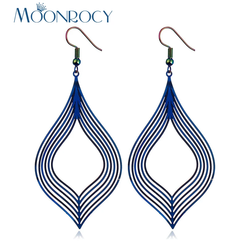 MOONROCY Hyperbolic длинные Винтажные серьги крюк для женщин вечерние бардианские экологические серьги с полосками Прямая