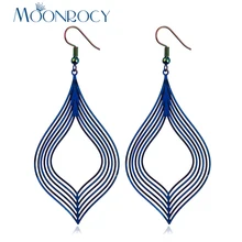MOONROCY Hyperbolic длинные Винтажные серьги крюк для женщин вечерние бардианские экологические серьги с полосками Прямая