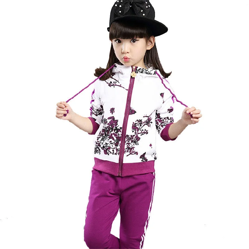 

Autumn Baby Girls Clothes Jacket Floral Kids Hoodies+Pants Kids Tracksuit For Girls Clothing Sets Girls Sport Suit 088