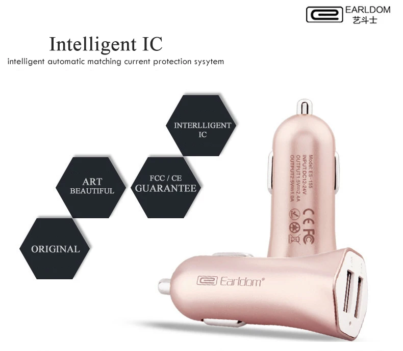 D3 Earldom Car-Charger Fast Dual USB Car charger PowerDrive 3.4A Cigarette Lighter Adapter Car charger for iPhone huawei xiaomi HTC