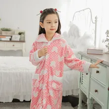 Robe For children Girl Flannel Cardigan Nightgown Kids Girl winter lounge Robes Gown