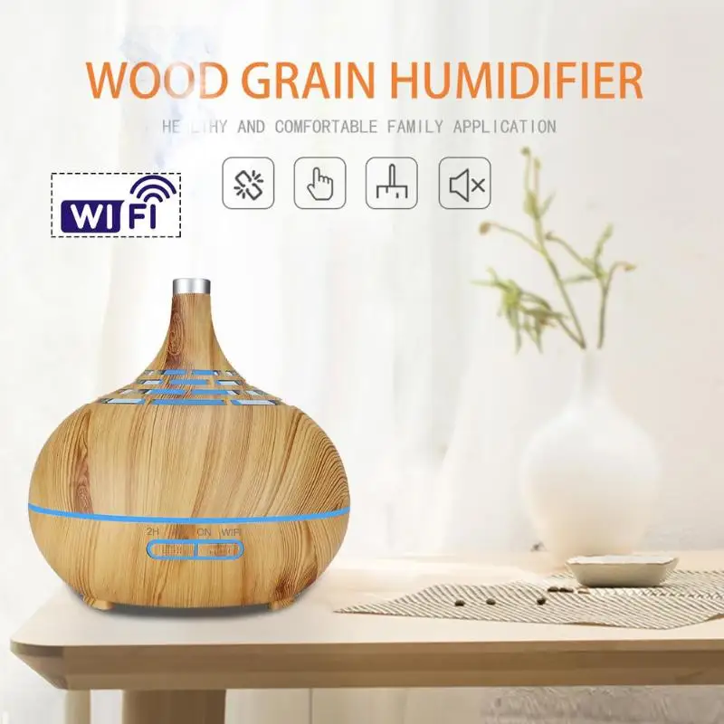 400ml WiFi Timing Ultrasonic Aroma Diffuser Air Humidifier 7 Color Change LED Night light Mist Humidifier for Home Office