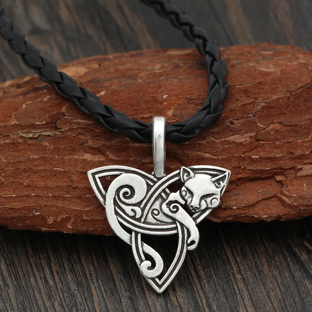 Колье с кулоном в стиле викингов Лисичка Triquetra Fenrir подвеска виде животного