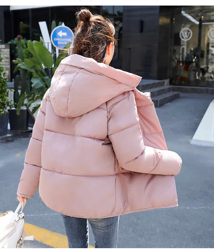 Winter Women Short Parkas Coat Warm Hooded cotton Outwear Thicken Plus Size Loose Type Down with 4 Colors for 2018 New Arrival (20)