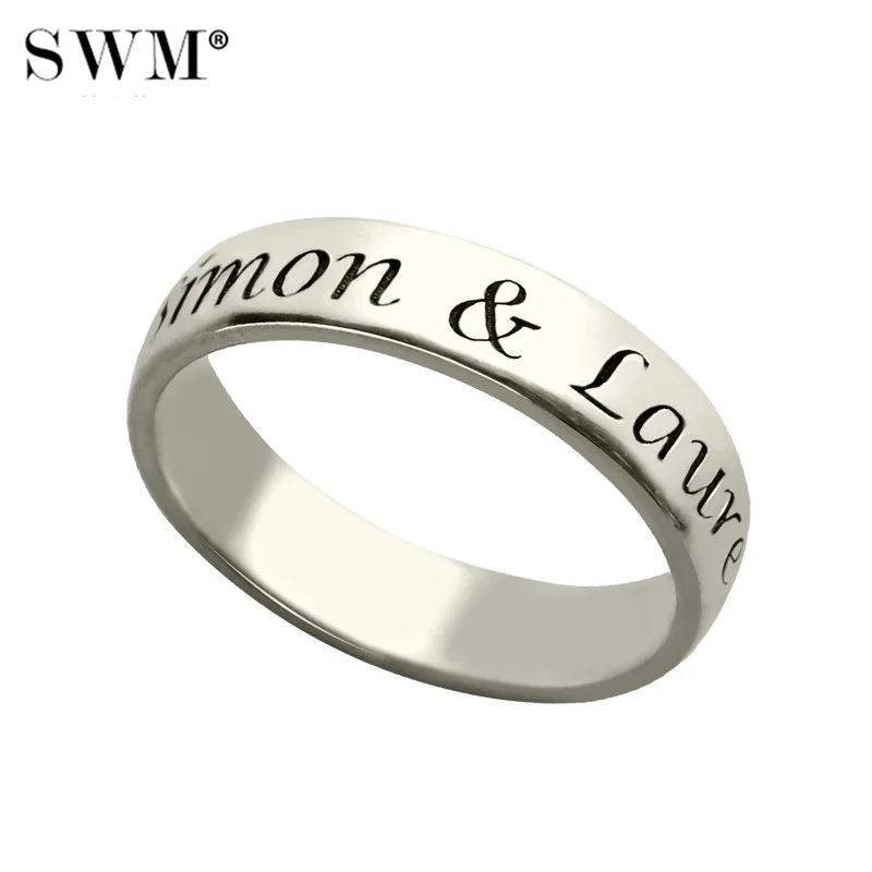 Costume Letter Rings for Women Engagement Promise Ring 925 Sterling Silver Custom Name Wedding Promise Ring Gift for Couple Men