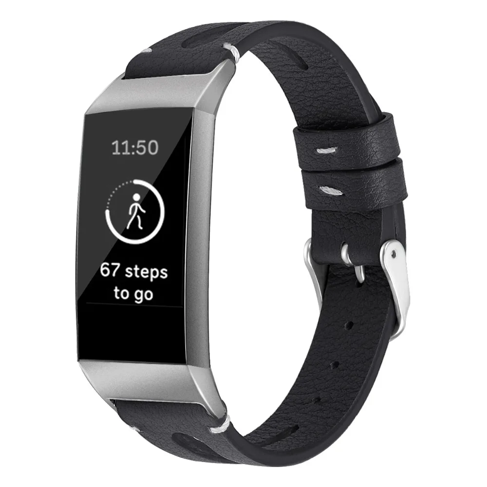 Odog, кожаный ремешок, ремешок для часов, браслет для Fitbit Charge 3, фитнес-ремешок, ремешок для часов, наручные часы, размер L, S