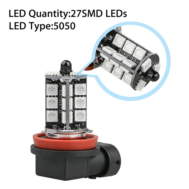 2 шт. H11 RGB светодиодный Авто головной светильник 5050 27 SMD туман налобный фонарь