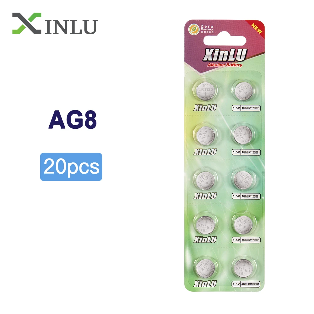 20Pcs AG8 LR1120 Battery 191 381 391 391A 391B 533 553 609 G8 1.5V