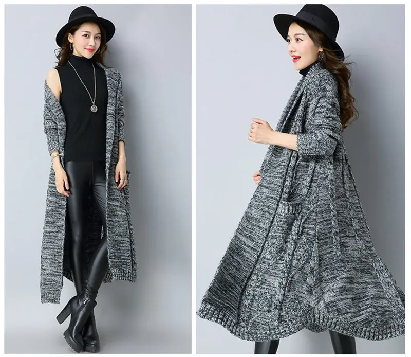 New Autumn Winter Sweater Coat Women Fashion Long Knitted Cardigan Female Large Size Thicken Irregular Sweater Jacket LQ376