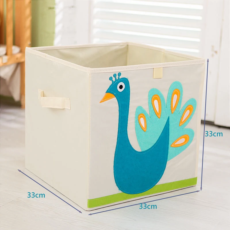 MICCK التطريز الكرتون الحيوان للطي صندوق تخزين أشتات الأطفال الملابس لعب كتاب التخزين المنظم خزانة الملابس الداخلية بن