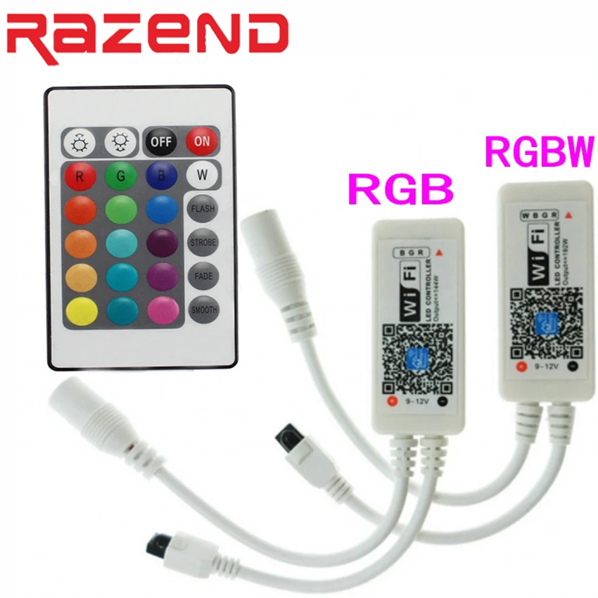 Wifi RGB RGBW LED Controller Mini DC12V RF 24Key Remote Control For RGB RGBW LED Strip Lights DC5-28V Wifi RGB RGBW LED Controller Mini DC12V RF 24Key Remote Control For RGB RGBW LED Strip Lights DC5-28V