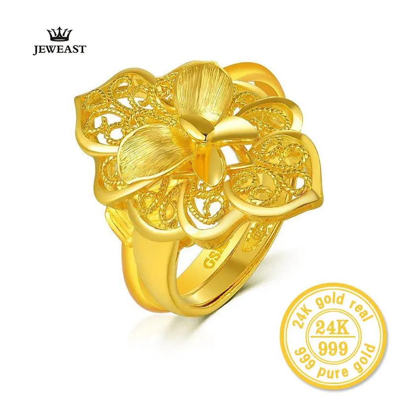 ZZZ JEWEAST 2017 New hot Lovers' 24k pure Yellow Gold with Flower Decoration Charm&Fashion Fine Jewelry for Wedding