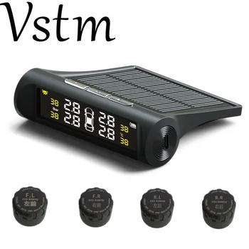 

VSTM Car TPMS Tire Pressure Monitoring System Solar Power charging LCD Display External Sensor Auto Alarm System Car electronics