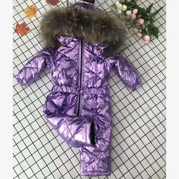 

Children's Down Jacket Winter Hooded Snow Wear Baby Warm Outerwear Real Nature Fur Collar Modis Kids Clothes Down Jacket Y1662