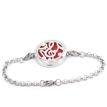 

5pcs Music 30mm Aromatherapy Essential Oils Stainless Steel Perfume Diffuser Locket bracelet(length7-8") include 30pcs pads
