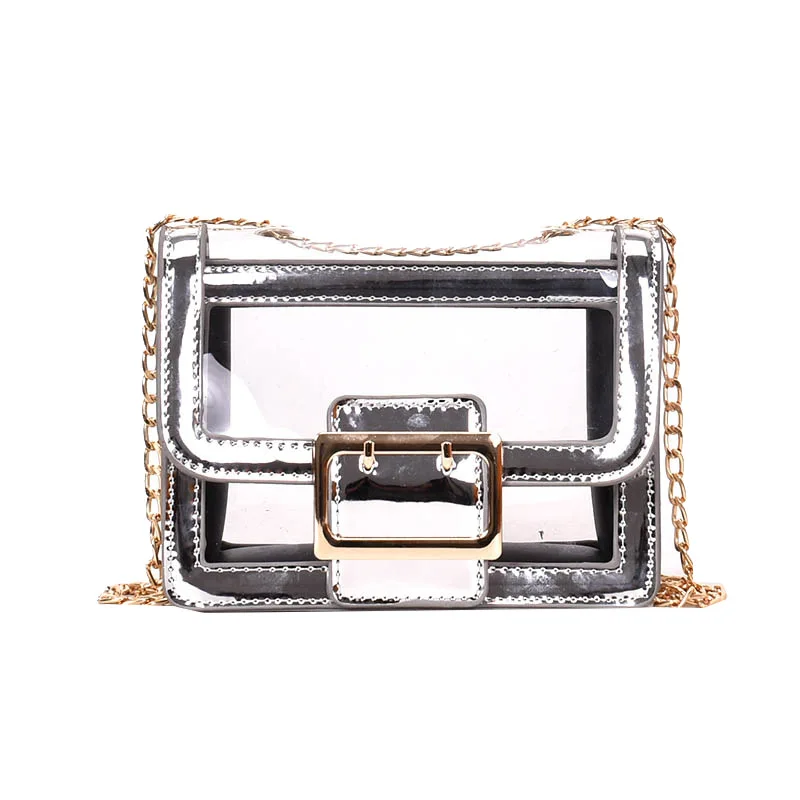 

2018 new jelly bag fashion transparent square bag shoulder bag Messenger bag.