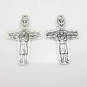 

100pcs of 1.6 Inch Antique Silver Pope Francis Pectoral Crucifix Cross Medal