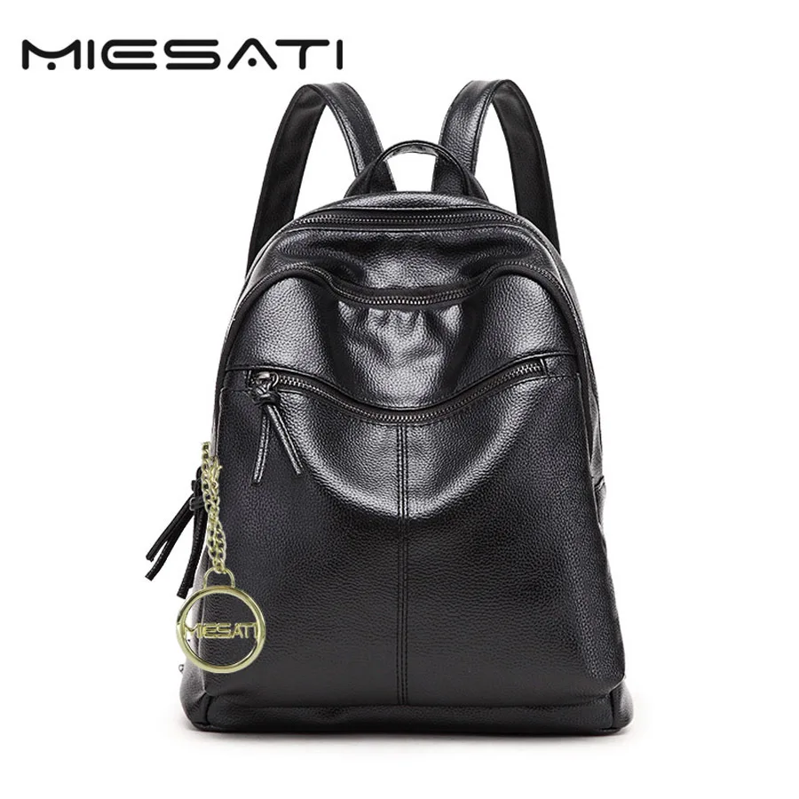 

MIESATI New Travel Backpack Korean teenage girls Female Rucksack Leisure Student School Soft PU Leather Women bag High Quality