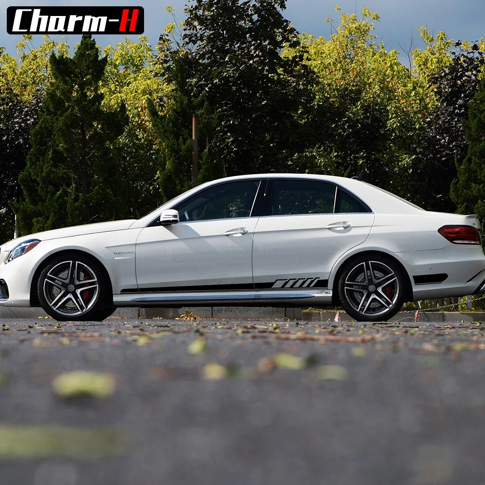 NEW Edition 1 Style Side Stripe Sticker for Mercedes Benz W212 E Class E63 AMG Decal Stickers-Black/SilverGrey/White/5D Carbon