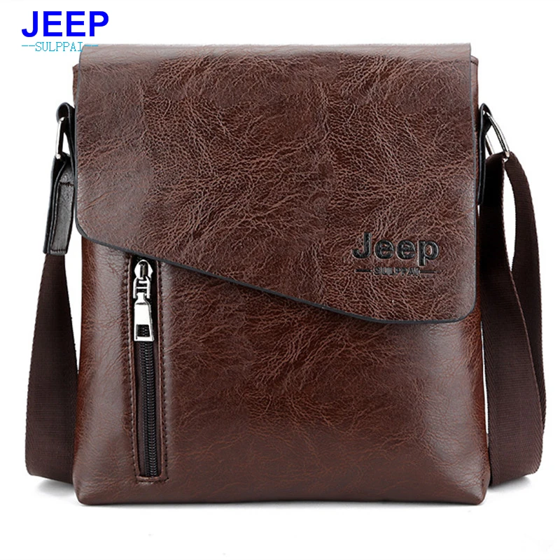 

HENGSHENG Luxury PU leather men shoulder bags of JEEP leather men messenger bag by cover open men leather bag men shoulder bags