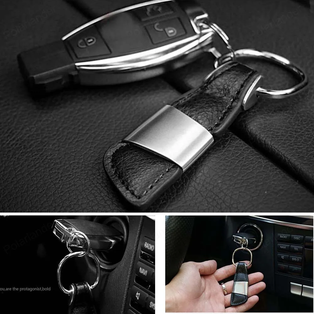 Newst 2017 High Grade Alloy key ring accessories Fashion Silver leather key chain Car Key Ring