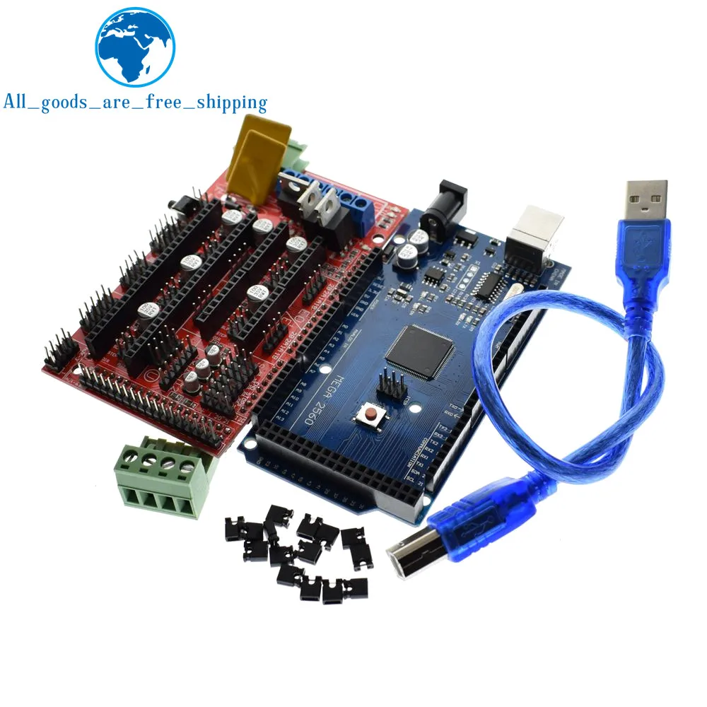 TZT Mega 2560 R3 Mega2560 REV3+ RAMPS 1,4 контроллер для Arduino 3d принтер arduino комплект Reprap MendelPrusa