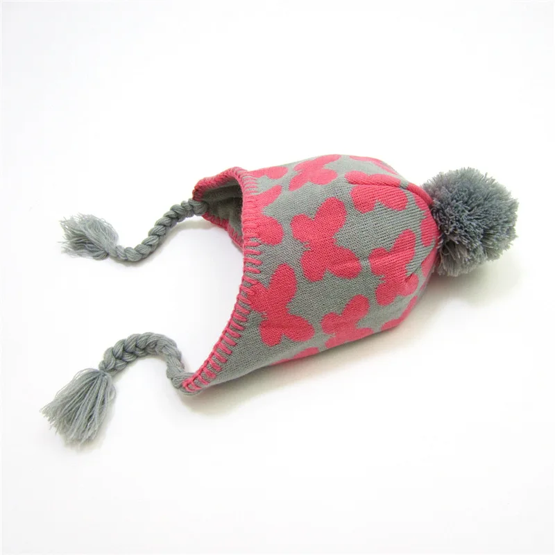 Зимние аксессуары, шапка и шарф, набор для малышей, стильный Детский шарф из акрила/искусственной шерсти, теплый шарф с рисунком бабочки