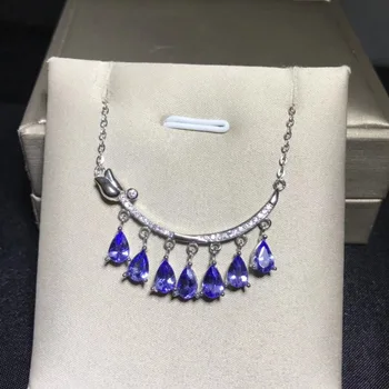 

925 silver inlaid with natural Tanzanian stone necklace pendant