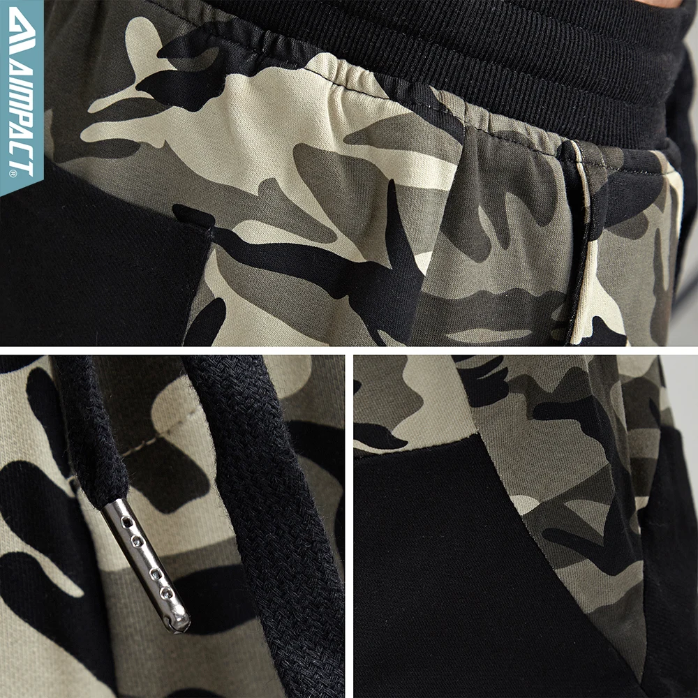 Aimpact Новинка года Камуфляж Jogger Брюки для девочек Для мужчин установлены Активные Хлопок Треники мужской спортивный Брюки для девочек в стиле пэчворк повседневные штаны человек AM5006