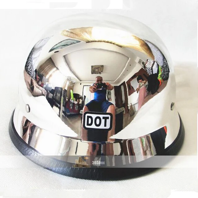 CHROME MIRROR German military style motorcycle helmet DOT open face
