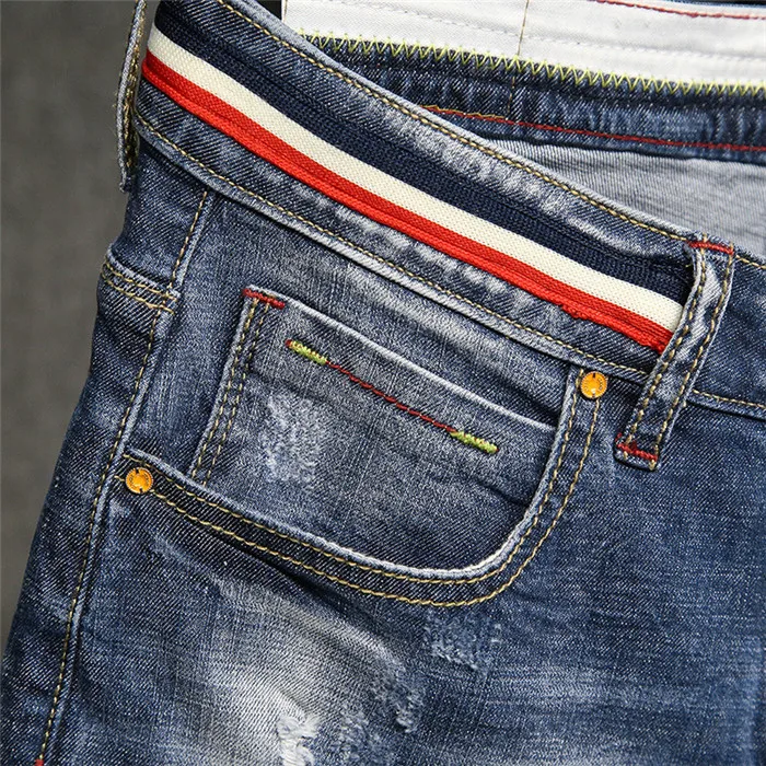 Шорты мужские рваные короткие джинсы Прямые 98% хлопковые шорты джинсовые Бермуды Мужская джинсовая брендовая одежда плюс размер 28-40328