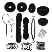 1set Hairdressing Styling Tool Twister Sponge Bun Donut Fluffy Hair Pad Comb Spiral Hair Clips Braiders Ponytail Modeling Design