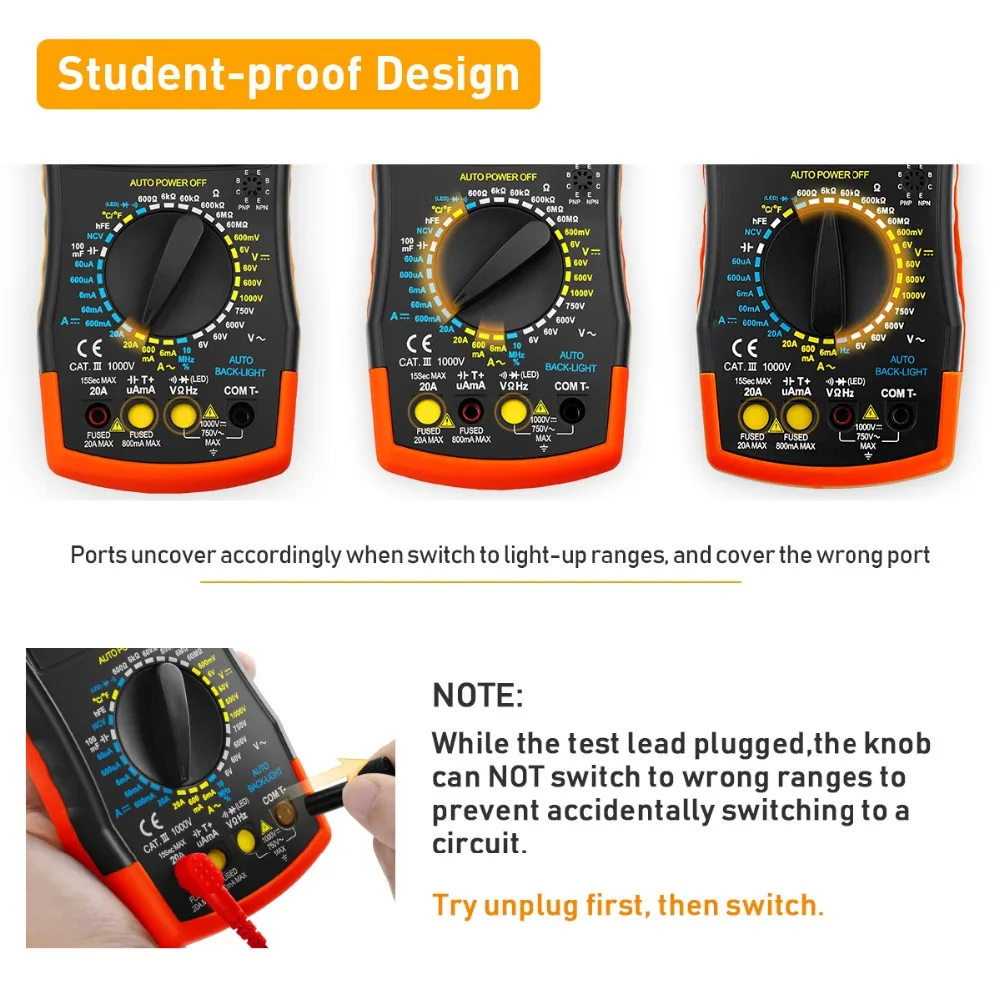 AC, DC Voltage Meter, Teste de diodo,