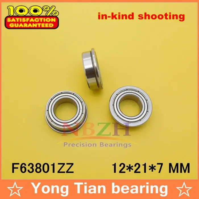

20pcs High quality ABEC-3 Z2V1 F63801 12*21*7 flange bearing Thin wall deep groove ball bearings F63801ZZ 12*21*23*7*1.5 mm