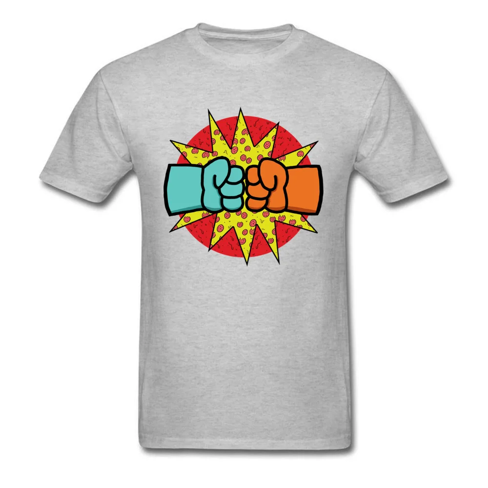 Pizza Fists No Crust Crew Neck T Shirt Summer Autumn Tops Tees Short Sleeve Hot Sale 100% Cotton Leisure T Shirts Funny Men Pizza Fists No Crust grey