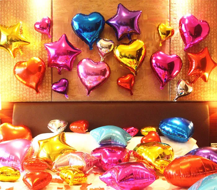 18 Inch Foil Flower Balloons Rose Gold Heart Balloons Red Pink Foil Ballloon Star Moon Foil Air Balls Birthday Party Decoration