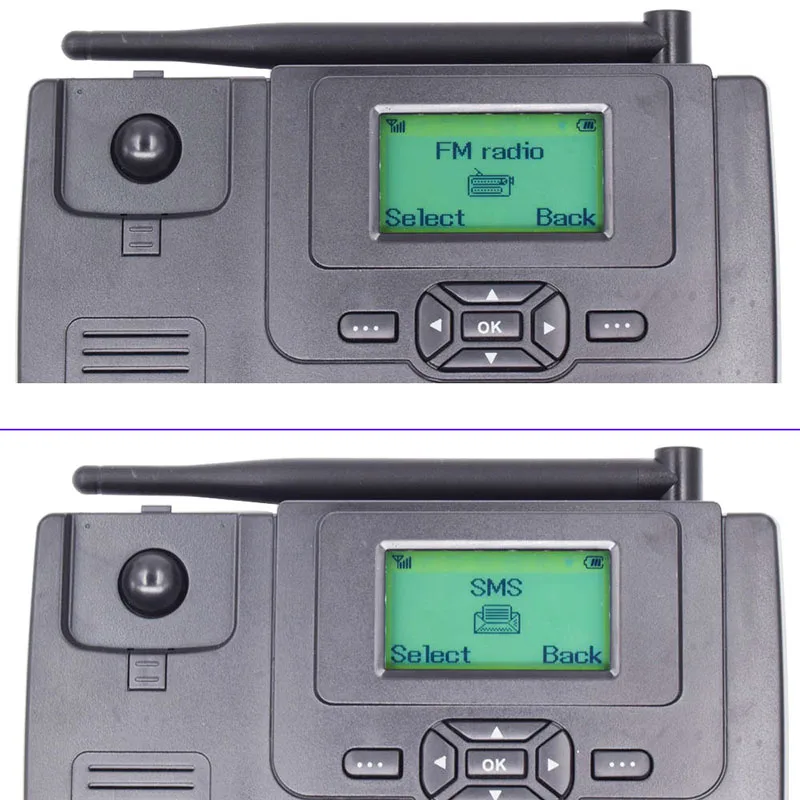 GSM SIM بطاقة سطح المكتب اللاسلكية هاتف المنزل الهاتف الثابت جدار جبل مع FM راديو الثابتة هواتف الراديو السلكية الهاتف المنزل الأسود