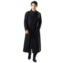 Hisenky осень зима длинная куртка Мужская золотая вышивка куртки Shu вельвет традиционное китайское пальто мужской s Тренч
