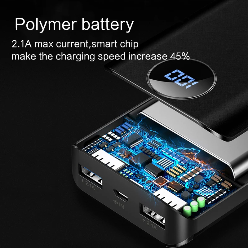 LINGCHEN Mini Power Bank 10000mA Powerbank For iPhone For Xiaomi Portable External Battery For Samsung Huawei Dual Usb Charger